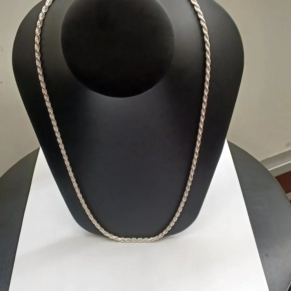 925 Sterling Silver Rope Style Chain - Picture 4 of 7